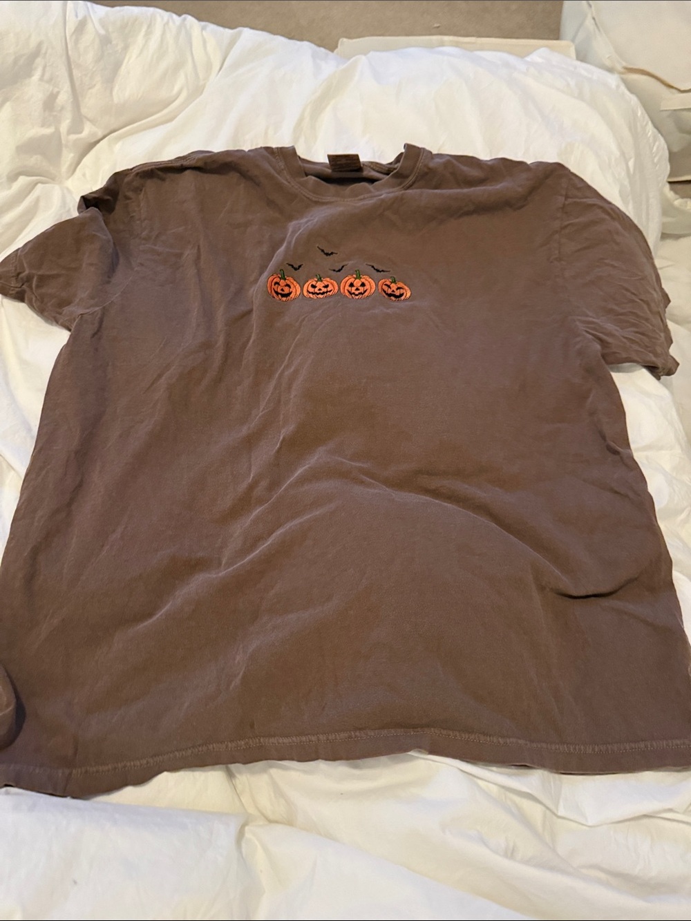 Comfort Colors Brown Short-Sleeve Tee with Pumpkin Row